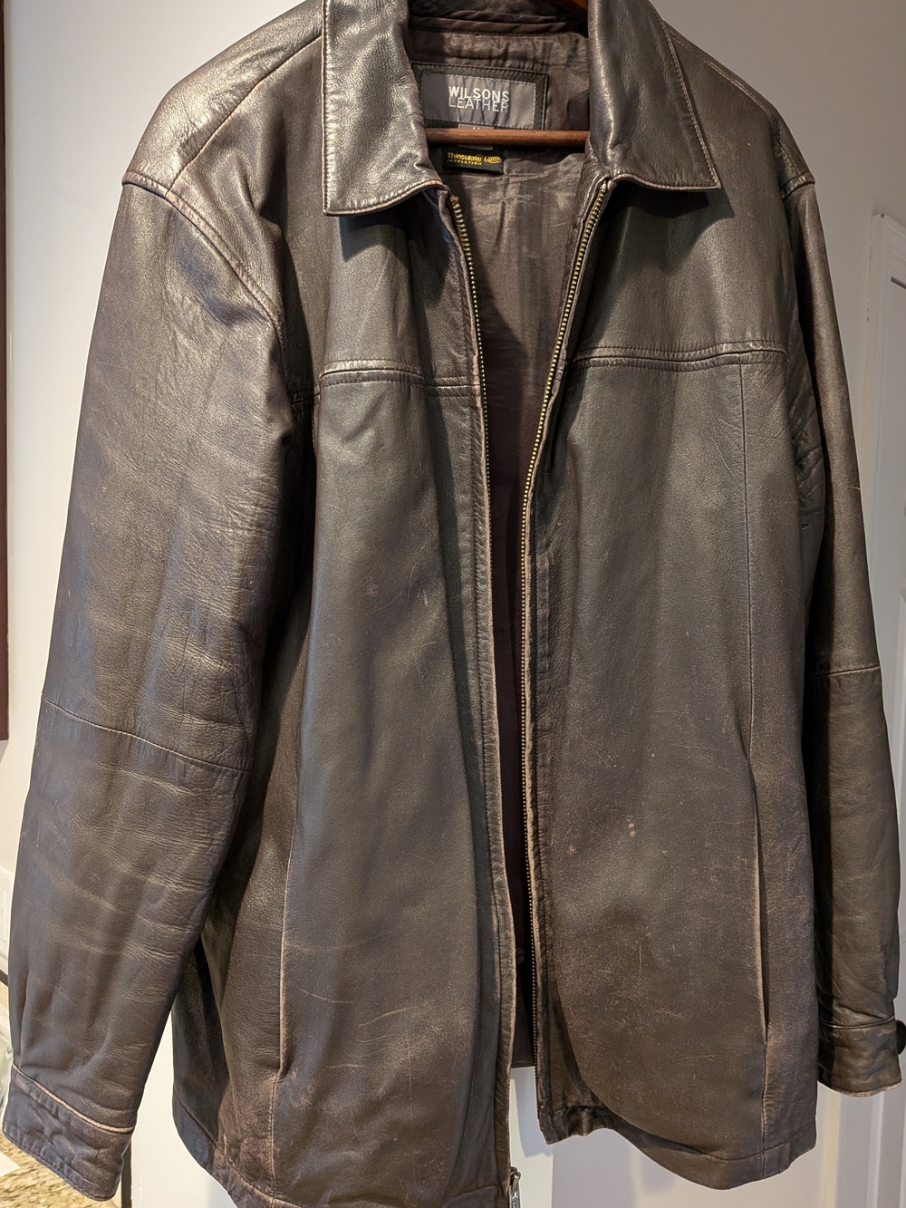 Wilsons Leather Men's Brown Leather Zipper Jacket